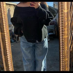 black knitted sweater